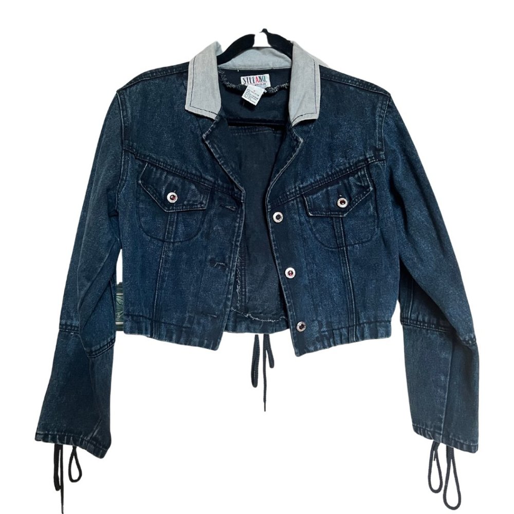 1980s Crop Demin Jacket with Amazing Tie Details - Stefano International